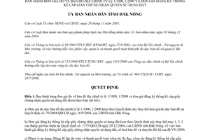 Quyết định 29/2006/QĐ-UBND đơn giá đo vẽ bản đồ địa chính tỷ lệ 1/1000 1/2000 tỉnh Đắk Nông