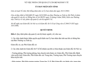 Quyết định 46/2006/QĐ-UBND phân cấp quản lý cán bộ thuộc ngành y tế