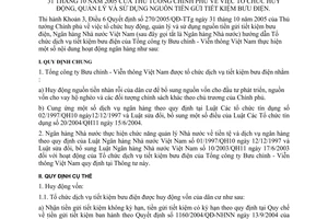 Thông tư 06/2006/TT-NHNN tổ chức huy động, quản lý sử dụng nguồn tiền gửi tiết kiệm Bưu điện hướng dẫn Khoản 3 Điều 6 270/2005/QĐ-TTg