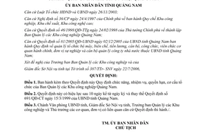 Quyết định 39/2006/QĐ-UBND chức năng tổ chức ban quản lý công nghiệp Quảng Nam