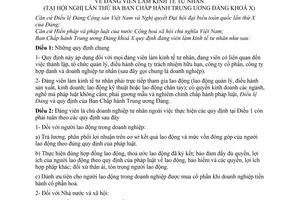 Quy định 15/QĐ-TW  đảng viên làm kinh tế tư nhân