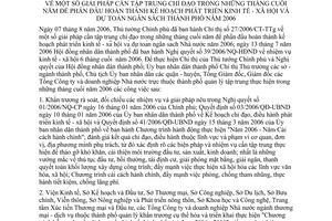Chỉ thị 27/2006/CT-UBND giải pháp tập trung chỉ đạo những tháng cuối năm phấn đấu hoàn thành kế hoạch phát triển KT-XH  dự toán ngân sách TP 2006