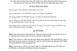 Quyết định 87/2006/QĐ-UBND bảng giá tối thiểu xe hai bánh gắn máy tính lệ phí trước bạ Bình Định