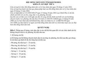 Nghị quyết 25/2006/NQ-HĐND chế độ số lượng mức phụ cấp cán bộ không