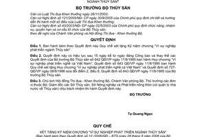 Quyết định 12/2006/QĐ-BTS Quy chế xét tặng Kỷ niệm chương "Vì sự nghiệp phát triển ngành Thủy sản"