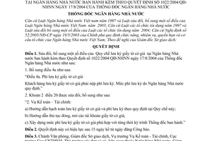 Quyết định 42/2006/QĐ-NHNN Quy chế lưu ký giấy tờ có giá tại Ngân hàng Nhà nước sửa đổi 1022/2004/QĐ-NHNN