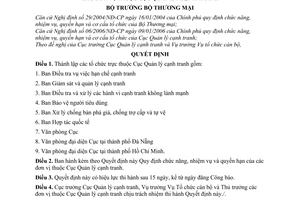 Quyết định 27/2006/QĐ-BTM chức năng, nhiệm vụ, quyền hạn đơn vị thuộc Cục Quản lý cạnh tranh