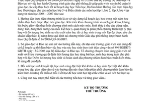 Công văn 9832/BGDĐT-GDTH hướng dẫn chương trình môn học lớp 1 2 3 4 5
