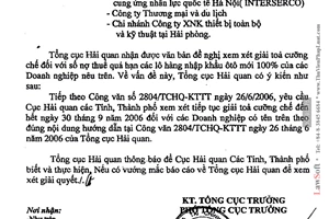 Công văn 4046/TCHQ-KTTT xem xét giải tỏa cưỡng chế nợ thuế quá hạn các lô hàng nhập khẩu ôtô mới 100% của  Doanh nghiệp