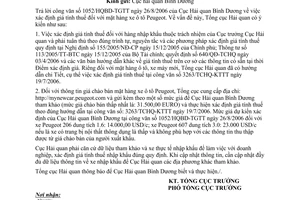 Công văn 4174/TCHQ-KTTT xác định giá tính thuế mặt hàng xe ô tô Peugeot