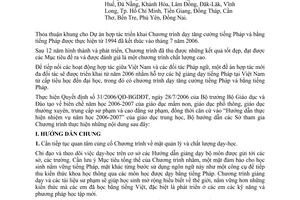 Công văn 10016/BGDĐT-GDTrH Hướng dẫn thực hiện Chương trình dạy tăng cường tiếng Pháp và bằngtiếng Pháp năm học