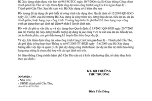 Công văn 1877/BXD-KTTC hướng dẫn thẩm định chi phí khác trong tổng dự toán công trình Cảng cái Cui