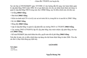 Công văn 906/SGD&ĐT-KT điều chỉnh mức chi cho khâu hoàn thiện bằng trung học cơ