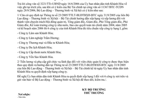 Công văn 3369/LĐTBXH-TL xếp công ty hạng I