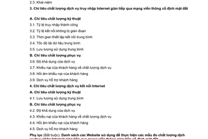 Tiêu chuẩn ngành TCN 68-218: 2006 về dịch vụ truy nhập internet gián tiếp qua mạng viễn thông cố định mặt đất và dịch vụ kết nối internet -  Tiêu chuẩn chất lượng do Bộ Bưu chính Viễn thông ban hành