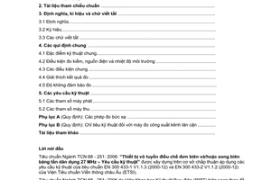 Tiêu chuẩn ngành TCN68-251:2006 về thiết bị vô tuyến điều chế đơn biên và/hoặc song biên băng tần dân dụng 27 MHz - Yêu cầu kỹ thuật do Bộ Bưu chính Viễn thông ban hành