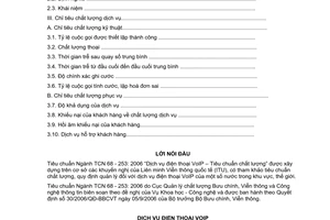 Tiêu chuẩn ngành TCN 68-253:2006 về dịch vụ điện thoại VoIP - Tiêu chuẩn chất lượng do Bộ Bưu chính Viễn thông ban hành