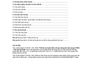 Tiêu chuẩn ngành TCN 68-252:2006 về thiết bị vô tuyến điều chế góc băng tần dân dụng 27 MHz - Yêu cầu kỹ thuật do Bộ Bưu chính Viễn thông ban hành