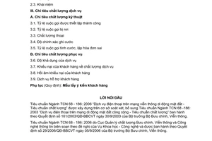 Tiêu chuẩn ngành TCN 68-186:2006 về dịch vụ điện thoại trên mạng viễn thông di động mặt đất - Tiêu chuẩn chất lượng do Bộ Bưu chính Viễn thông ban hành