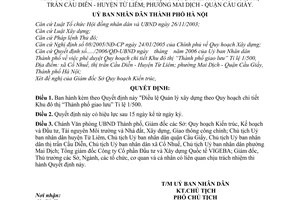 Quyết định 155/2006/QĐ-UBND  điều lệ quản lý xây dựng theo quy hoạch chi tiết khu đô thị - thành phố Giao Lưu