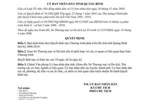 Quyết định 38/2006/QĐ-UBND ban hành Chương trình phát triển du lịch Quảng Bình 2006 2010