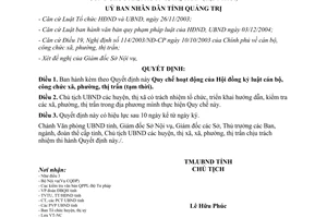 Quyết định 73/2006/QĐ-UBND hoạt động Hội đồng kỷ luật cán bộ công chức xã phường thị trấn Quảng Trị