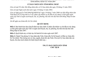 Quyết định 51/2006/QĐ-UBND phân cấp đầu tư xây dựng ngân sách 2007 Đồng tháp