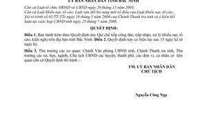 Quyết định 102/2006/QĐ-UBND Qui chế tiếp công dân, tiếp nhận, xử lý khiếu nại, tố cáo, kiến nghị tỉnh Bắc Ninh
