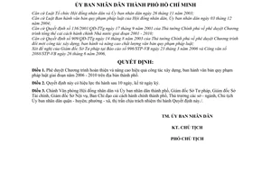 Quyết định 131/2006/QĐ-UBND Chương trình hoàn thiện nâng cao hiệu quả công tác xây dựng, VBPL 2006-2010 thành phố Hồ Chí Minh