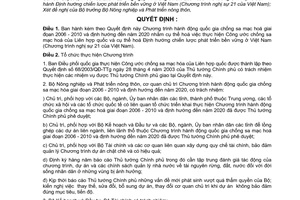 Quyết định 204/2006/QĐ-TTg Chương trình hành động quốc gia chống sa mạc hoá 2006-2010 định hướng đến 2020