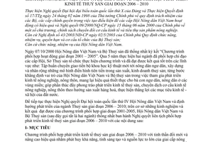 Nghị quyết liên tịch 03/2006/NQLT-BTS-HNDVN phối hợp phát triển kinh tế thuỷ sản giai đoạn 2006 – 2010