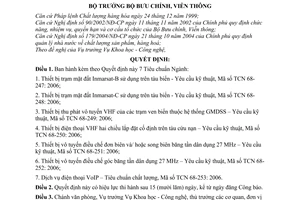 Quyết định 30/2006/QĐ-BBCVT 7 tiêu chuẩn ngành TCN 68 2006