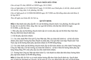 Quyết định 94/2006/QĐ-UBND mức phụ cấp cán bộ không chuyên trách Bình Định