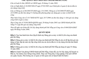 Quyết định 78/2006/QĐ-UBND Bảng giá ca máy và thiết bị thi công