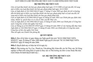 Quyết định 718/2006/QĐ-BTS hủy Nghị quyết Liên tịch 01/2006/NQLT-BTS-HNDVN