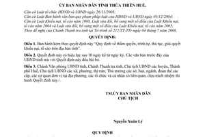 Quyết định 2033/2006/QĐ-UBND quy định thẩm quyền trình tự  thủ tục giải quyết khiếu nại tố cáo