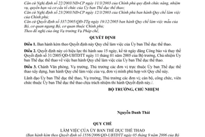 Quyết định 1556/2006/QĐ-UBTDTT Quy chế làm việc  Ủy ban Thể dục thể thao