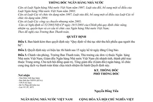 Quyết định 44/2006/QĐ-NHNN thủ tục nhờ thu hối phiếu qua người thu hộ