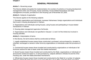 Decree of Government No. 90/2006/ND-CP of September 06, 2006 detailing and guiding the implementation of The Housing Law