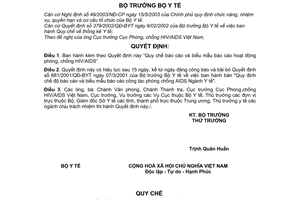 Quyết định 26/2006/QĐ-BYT  quy chế báo cáo biểu mẫu báo cáo hoạt động phòng, chống HIV/AIDS