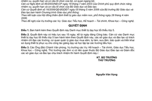 Quyết định 38/2006/QĐ-BGDĐT danh mục thiết bị dạy học tối thiểu lớp 5