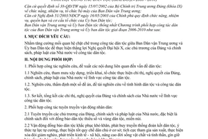 Chương trình phối hợp 249/CTPH tăng cường mối quan hệ công tác dân tộc Ban Dân vận TƯ Ủy ban NQ10 chính sách pháp luật