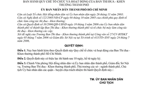 Quyết định 134/2006/QĐ-UBND Quy chế tổ chức hoạt động Ban Thi đua-Khen thưởng thành phố
