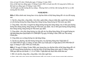 Nghị định 93/2006/NĐ-CP điều chỉnh lương hưu, trợ cấp bảo hiểm xã hội điều chỉnh trợ cấp hàng tháng đối với cán bộ xã đã nghỉ việc