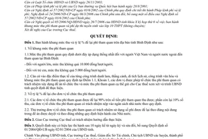 Quyết định 96/2006/QĐ-UBND khung mức thu tỷ lệ % để lại phí tham quan