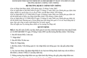 Quyết định 39/2006/QĐ-BBCVT quản lý tem bưu chính sửa đổi 16/2005/QĐ-BBCVT