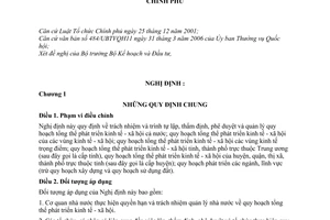 Nghị định 92/2006/NĐ-CP  lập, phê duyệt quản lý quy hoạch tổng thể phát triển kinh tế - xã hội