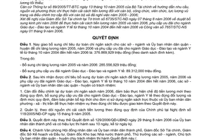 Quyết định 135/2006/QĐ-UBND bổ sung dự toán chi ngân sách thực hiện chế độ tiền lương mới cho cán bộ, công chức, viên chức