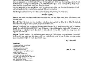 Quyết định 12/2006/QĐ-BTNMT Danh mục phế liệu được nhập khẩu làm nguyên liệu sản xuất