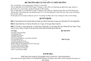 Quyết định 15/2006/QĐ-BTNMT Danh mục thiết bị làm lạnh sử dụng môi chất lạnh CFC cấm nhập khẩu